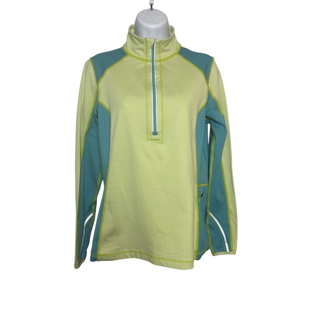 Title Nine Womens Med Zip Jacket Teal Stripe Beach Vacation Athleisure Golf